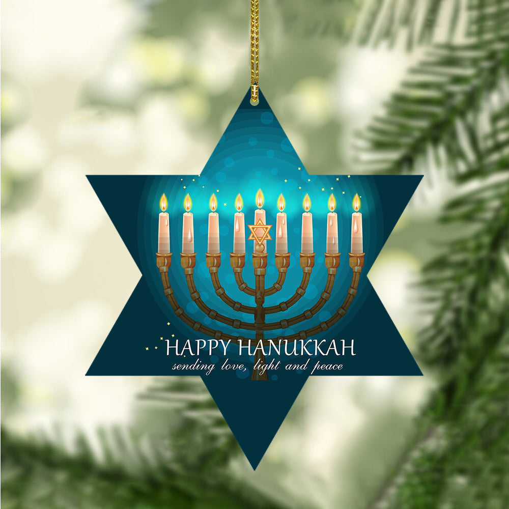 Happy Hanukkah Ornament Star Shape Hanukkah Tree Decorations Sending Peace Love And Light