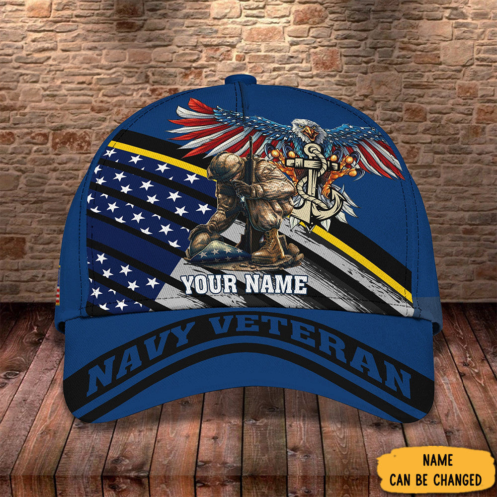 Custom Eagle Navy Veteran Hat Patriotic Navy Veteran Baseball Cap Gift For USN Vets