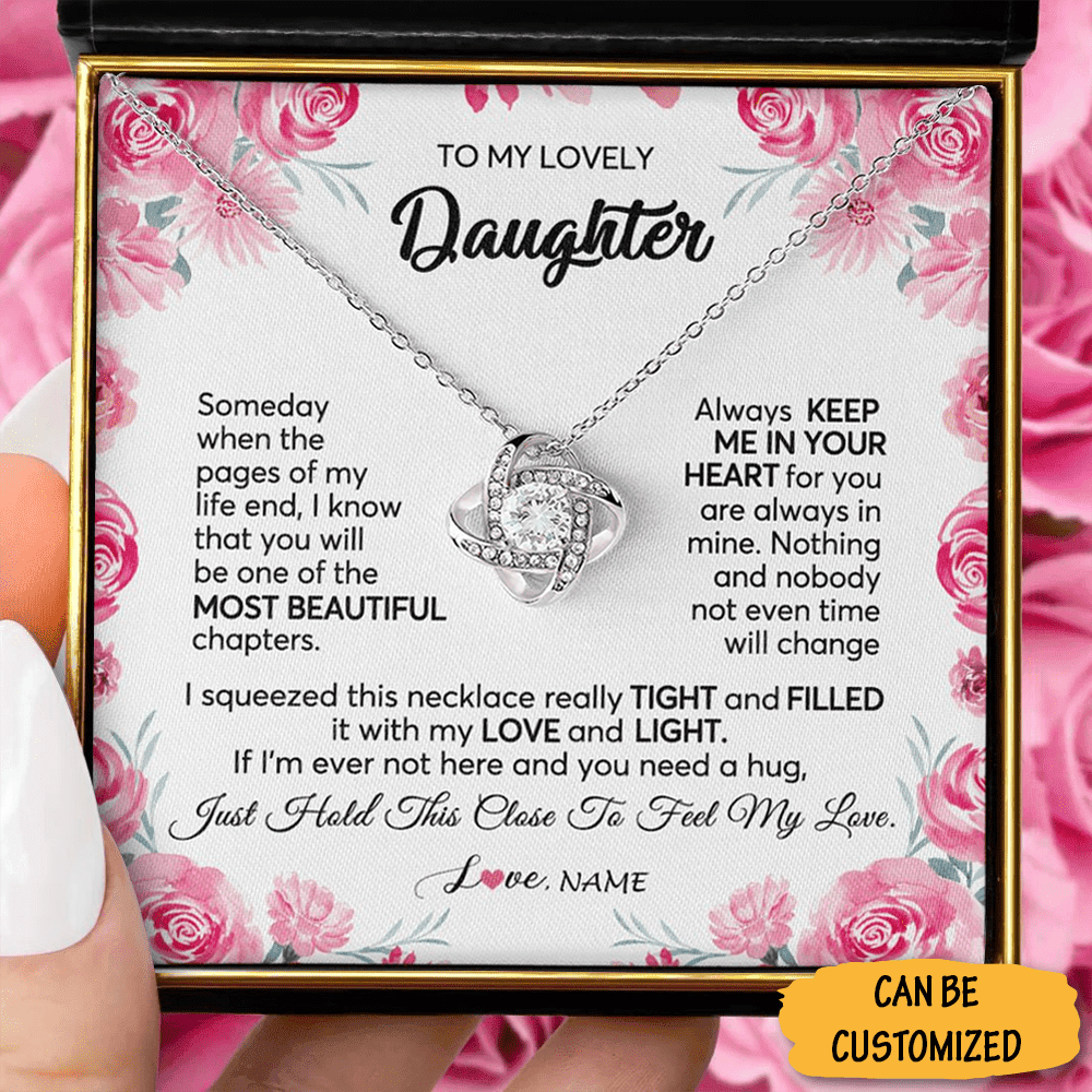 Personalized To My Lovely Daughter Necklace Sterling Silver Love Knot Necklace A Gift To My Daughter