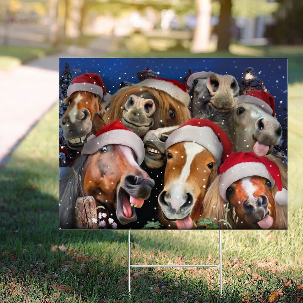 Horse Christmas Yard Sign Horse Christmas Ornament Outdoor Wall Decor Christmas Welcome Sign