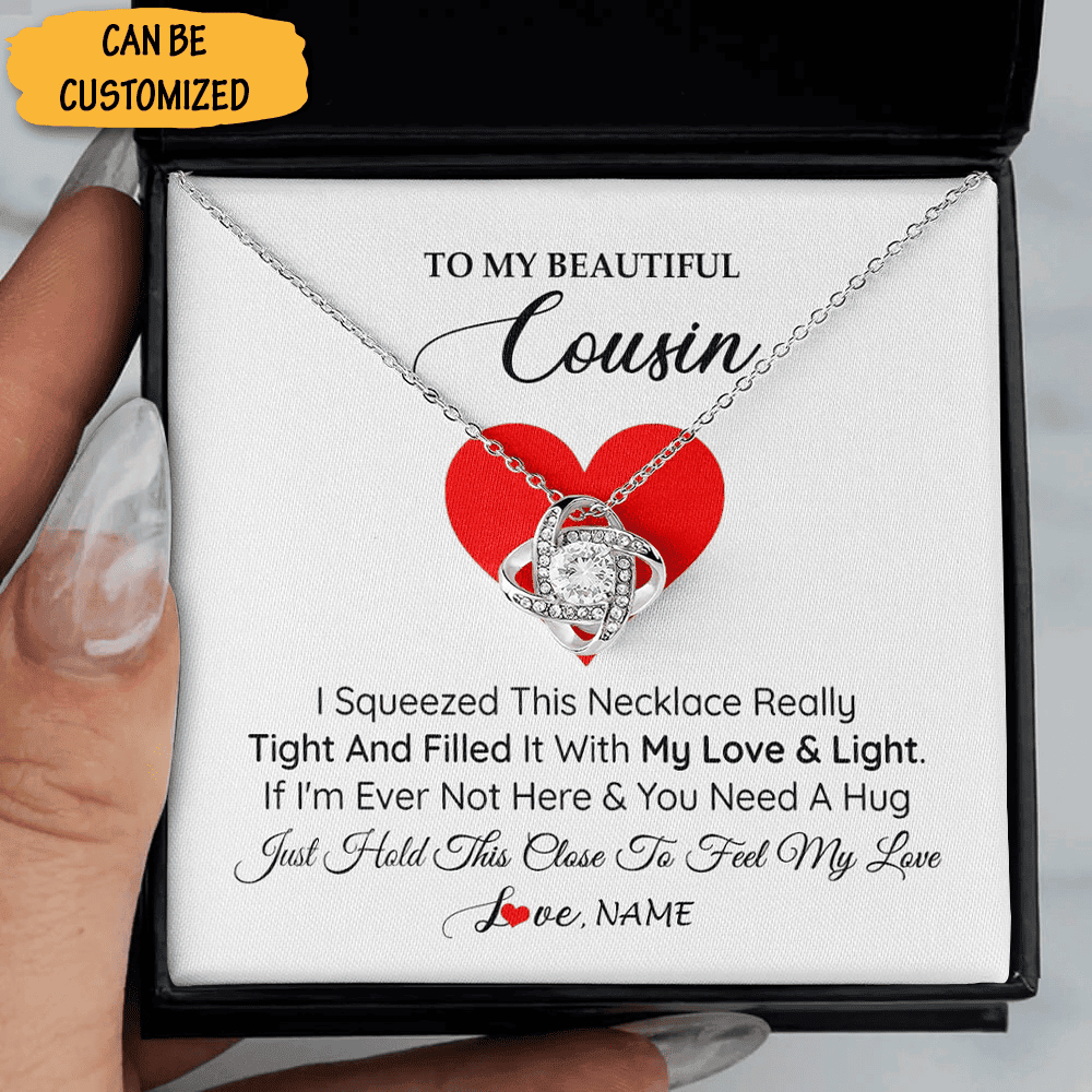 Custom To My Beautiful Cousin Necklace Silver Love Knot Necklace Things To Get Your Cousin For Her Birthday