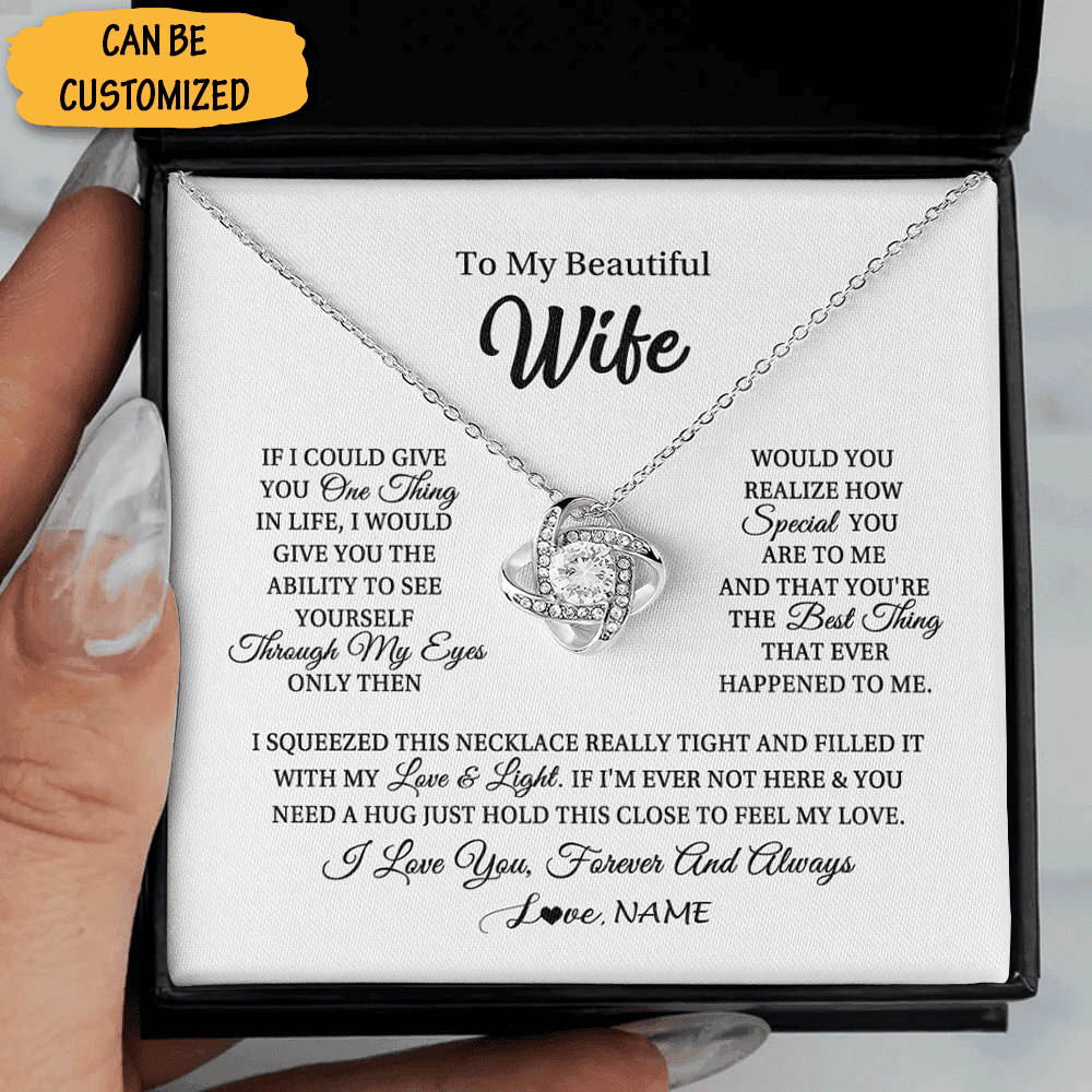 Personalized To My Beautiful Wife Necklace Silver Love Knot Necklace Christmas Gift Ideas For Wife 2024