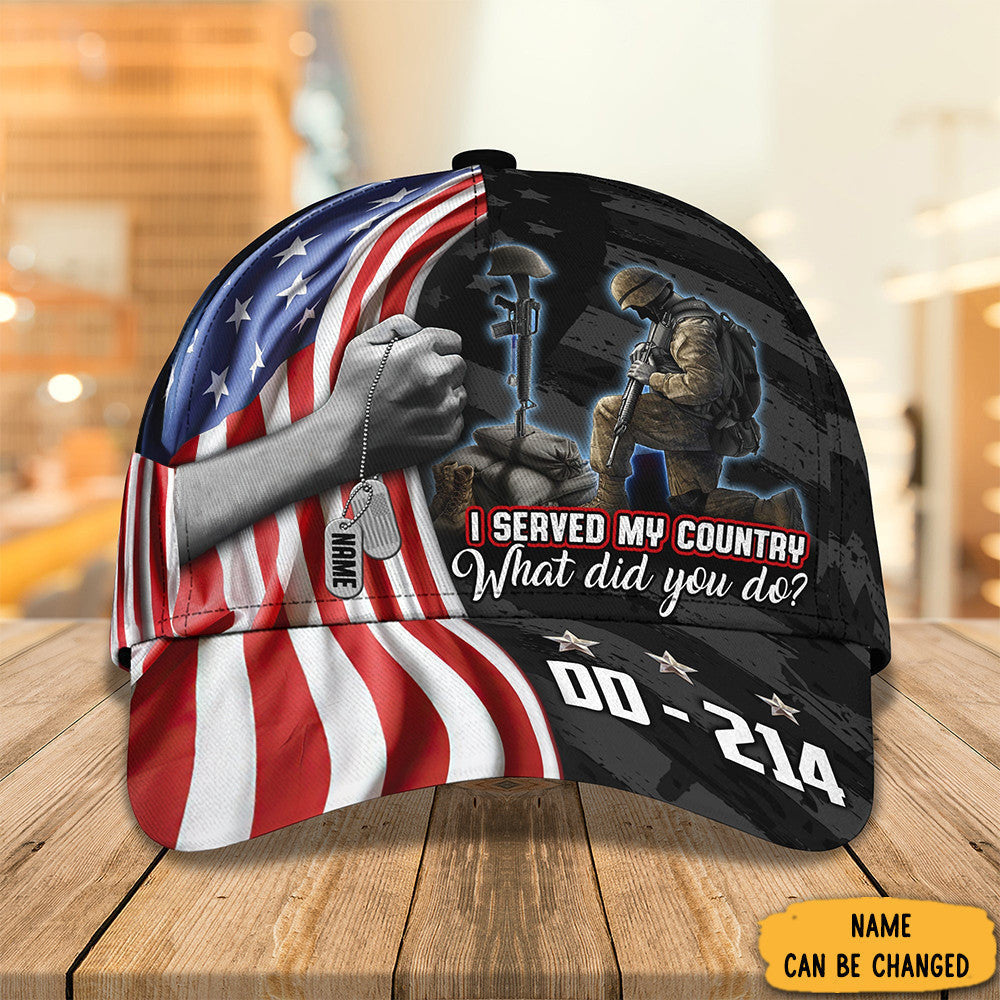 Custom DD-214 Veteran Hat I Served My Country What Did You Do Honor DD214 Veteran Cap