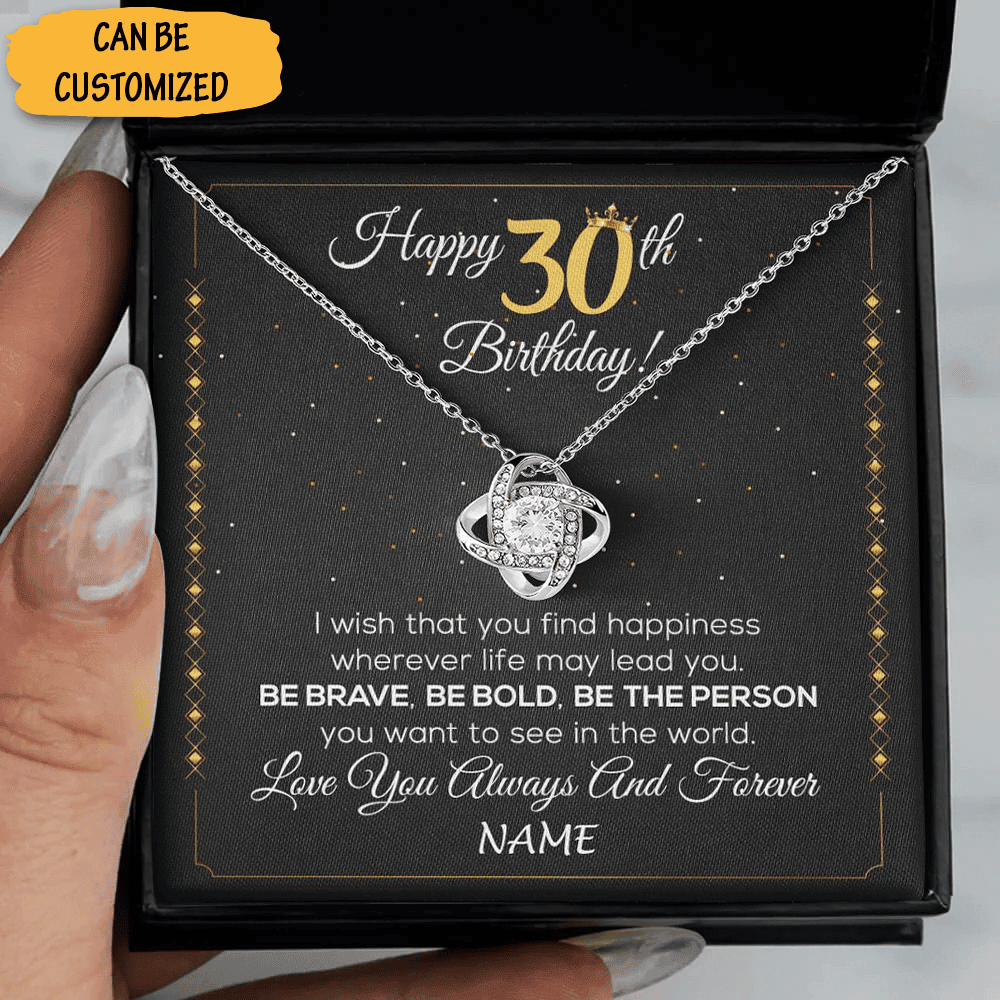 Personalized Happy 30Th Birthday Necklace Silver Love Knot Necklace Unique 30Th Birthday Gift Ideas For Her