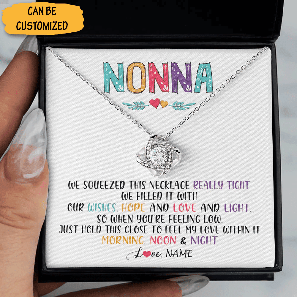 Custom To My Nonna Necklace Love Knot Silver Necklace With Meaningful Messages Gift Ideas For Nonna