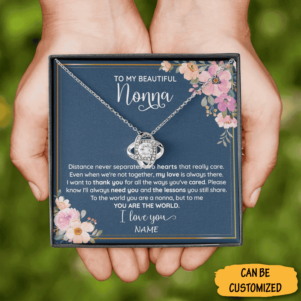 Personalized To My Nonna Necklace Silver Love Knot Necklace Best Mother's Day Gifts For Nonna Christmas