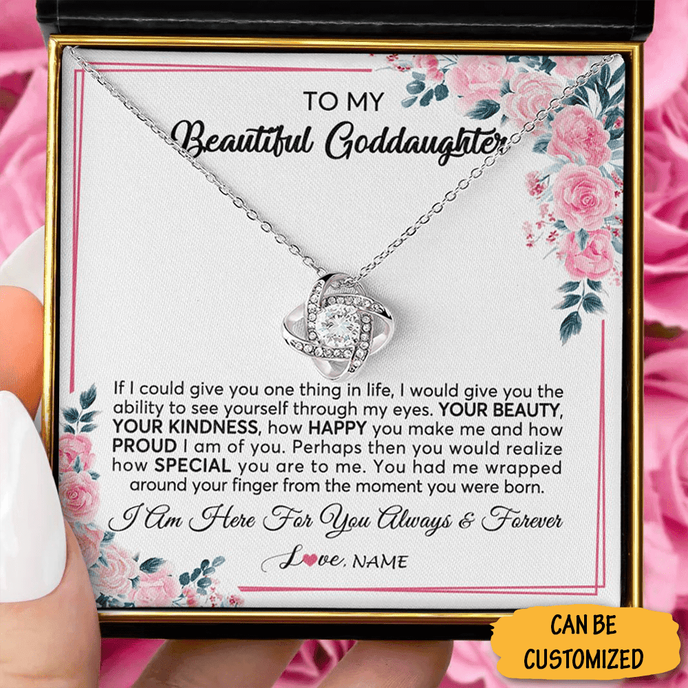 Personalized To My Beautiful Goddaughter Necklace Silver Love Knot Pendant To My Goddaughter On Her Wedding Day