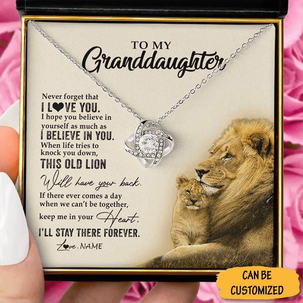 Custom To My Granddaughter Necklace Grandpa Lion Love Knot Necklace Christmas Gifts To Granddaughter