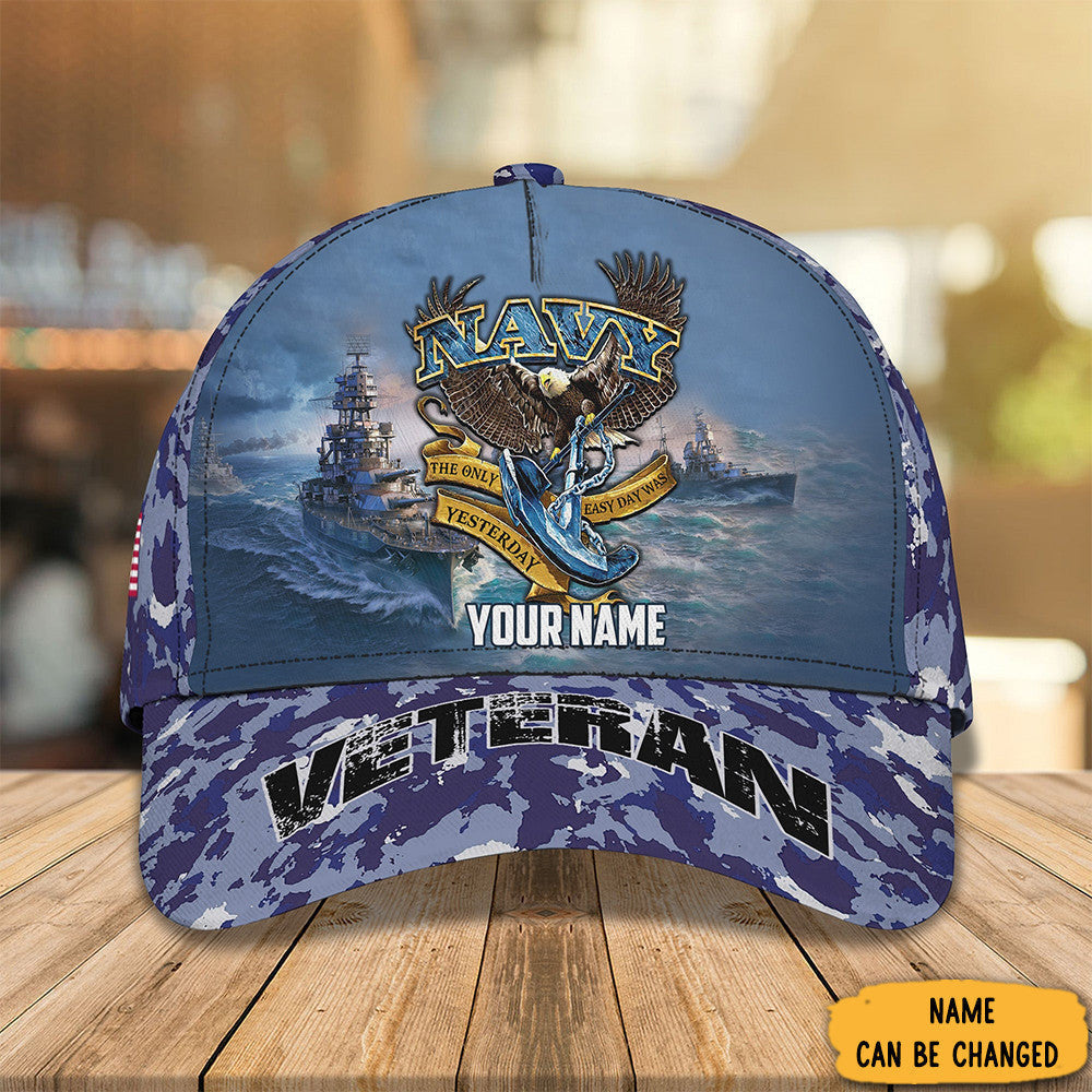 Custom Eagle Navy Veteran Hat The Only Easy Day Was Yesterday Gift Ideas For Navy Veterans