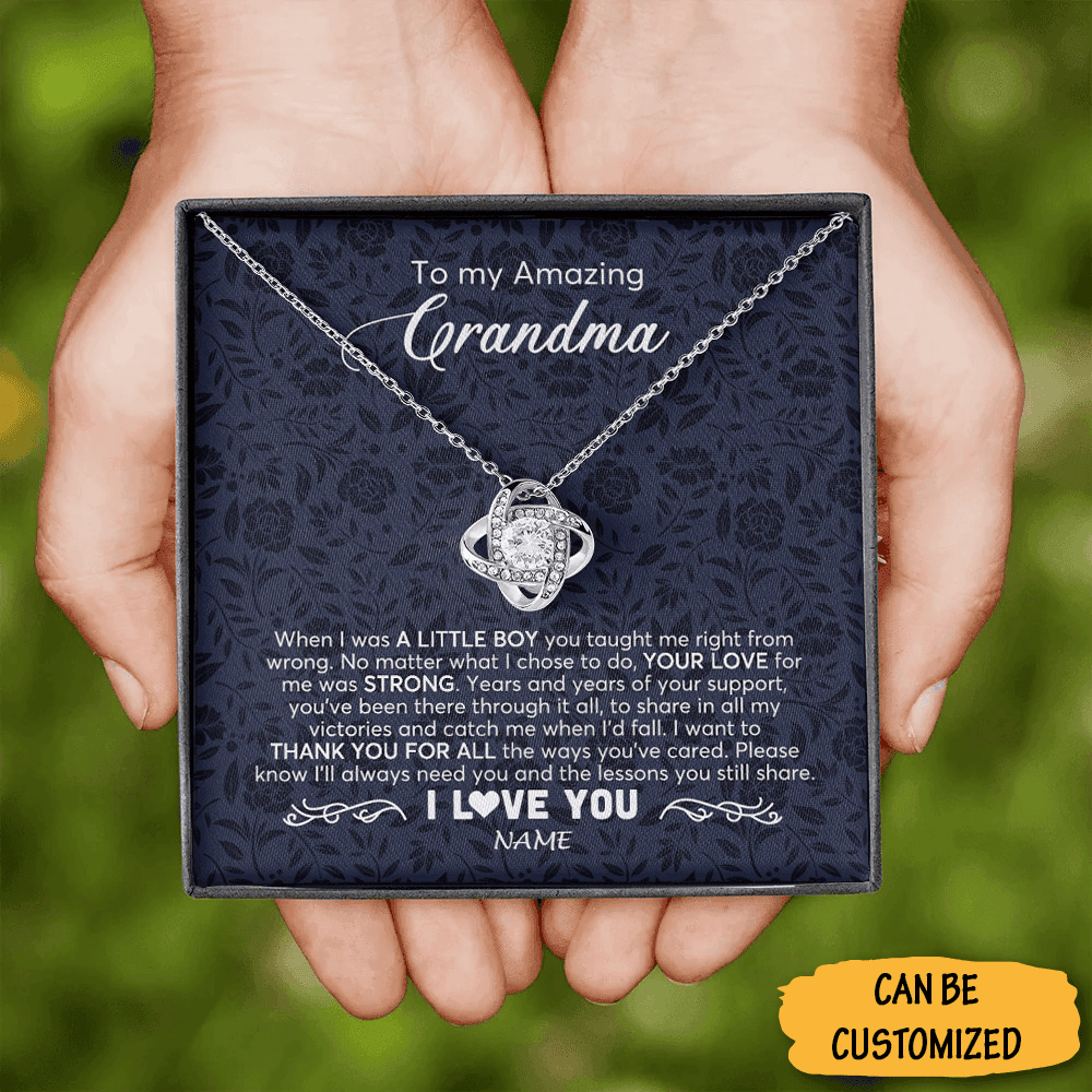 Personalized To My Amazing Grandma Necklace Love Knot Necklace From Grandson Christmas Gifts For Grandma