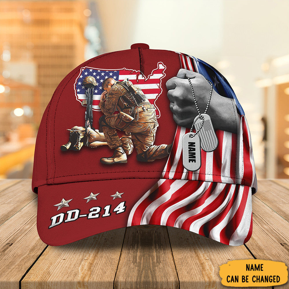 Personalized DD-214 Veteran Hat USA Flag Patriotic Veterans Day DD214 Cap Gifts For Vets