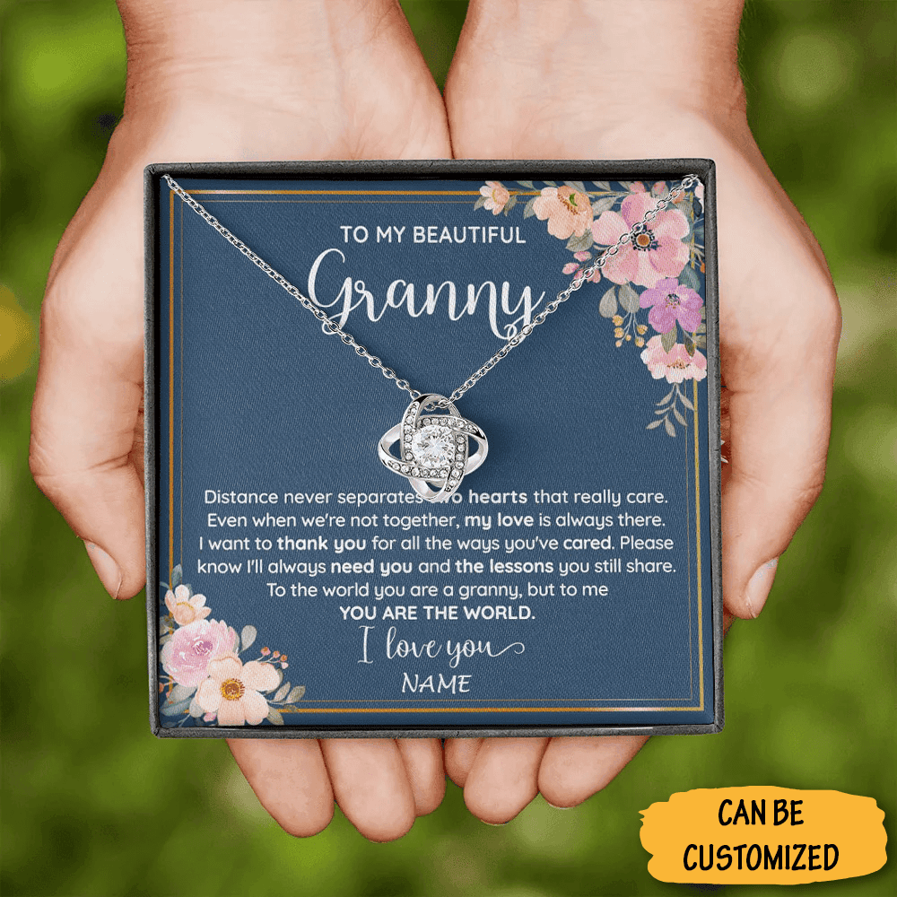Personalized To My Granny Necklace Silver Love Knot Silver Necklace Mother's Day Granny Christmas Gifts