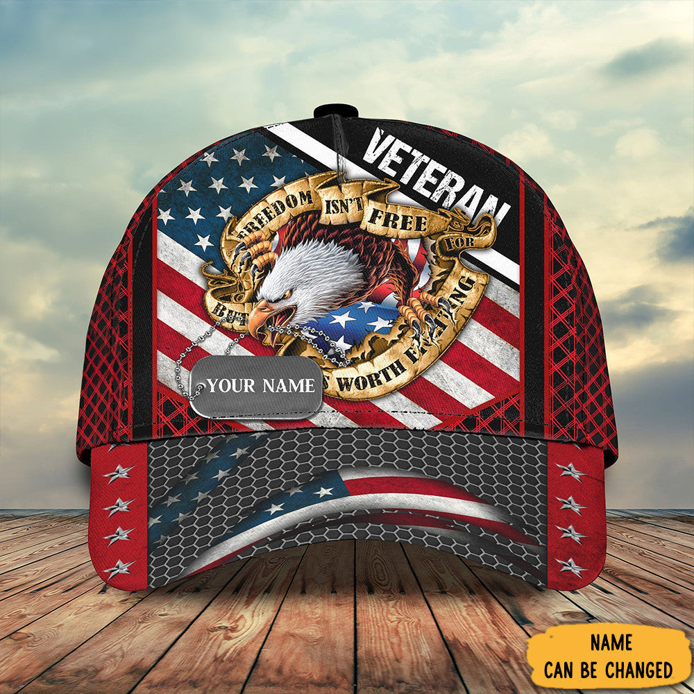 Personalized Eagle Veteran Freedom Isn't Free Hat Honor Veteran Appreciation Gifts