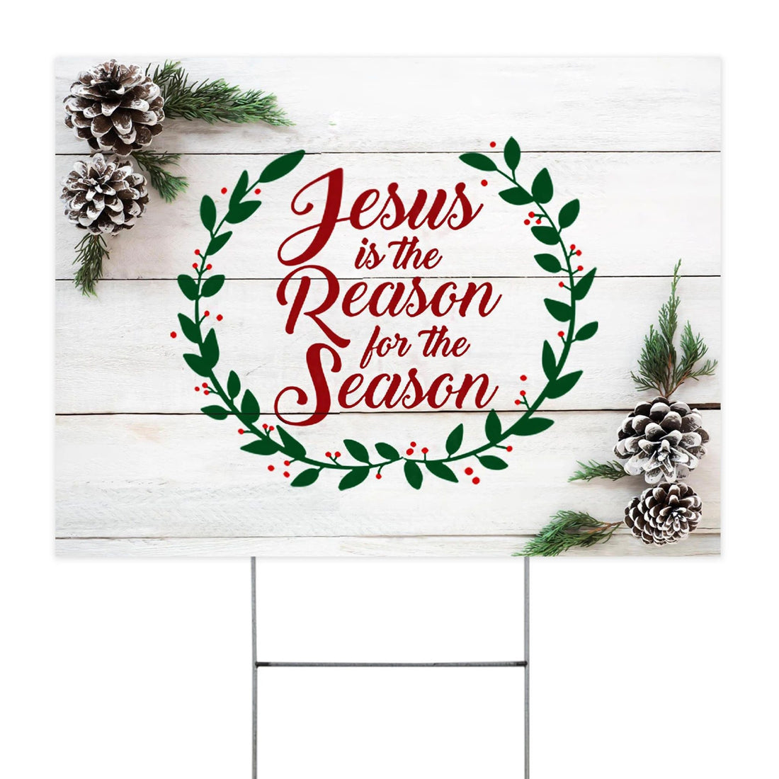 Jesus Is The Reason For The Season Yard Sign Floral Vintage Ornaments Front Yard Decorations