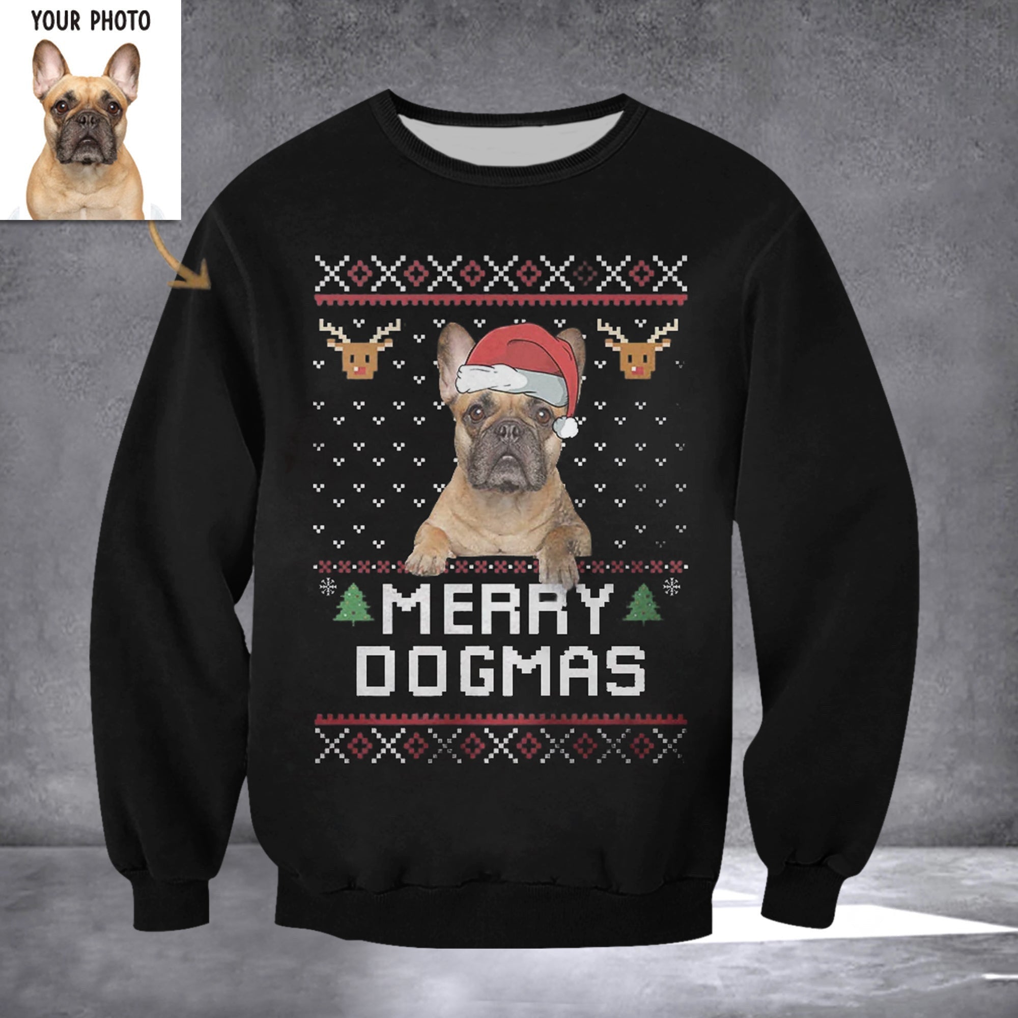 Personalized Photo French Bulldog Merry Dogmas Sweatshirt Dog Owners Christmas Clothing