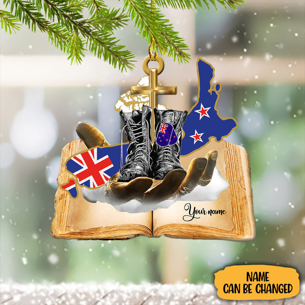 Custom Jesus Hands Holding New Zealand Veteran Ornament Veteran Memorial Christmas Tree Decor