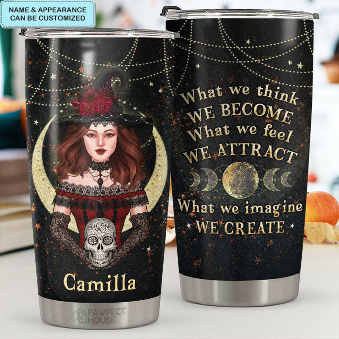 Custom What We Think We Become Tumbler 2024 Happy Witch Tumbler Cute Halloween Gifts