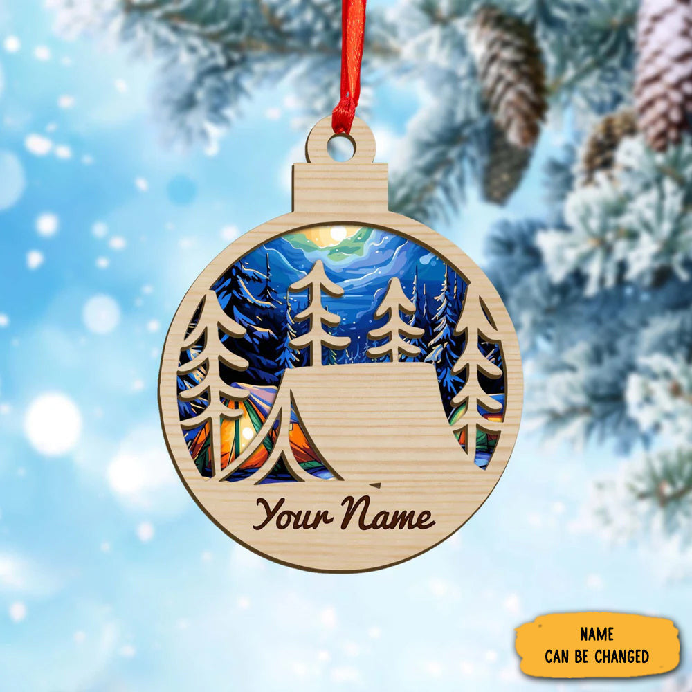 Personalized Camping Suncatcher Ornament Camping Lovers Christmas Tree Ornaments For Campers