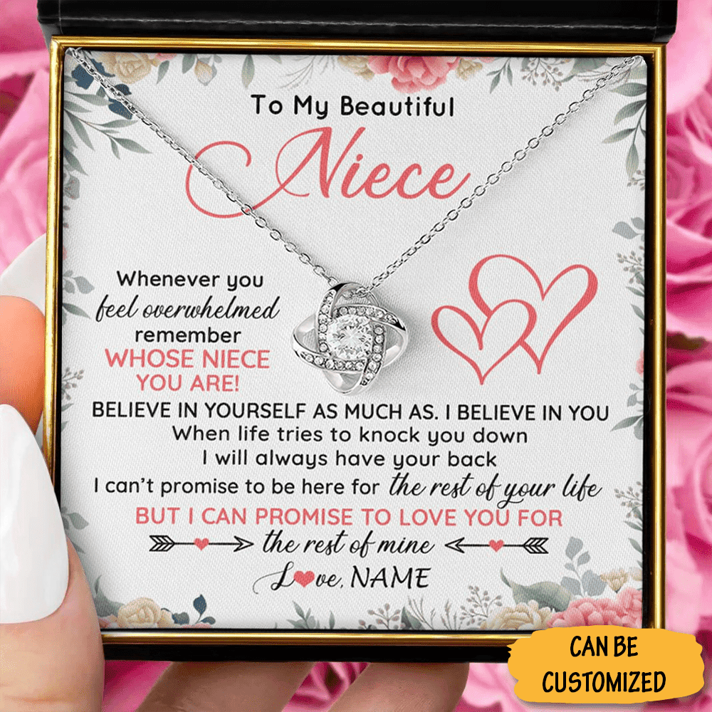 Personalized To My Beautiful Niece Necklace Love Knot Silver Necklace Meaningful Great Gifts For Niece