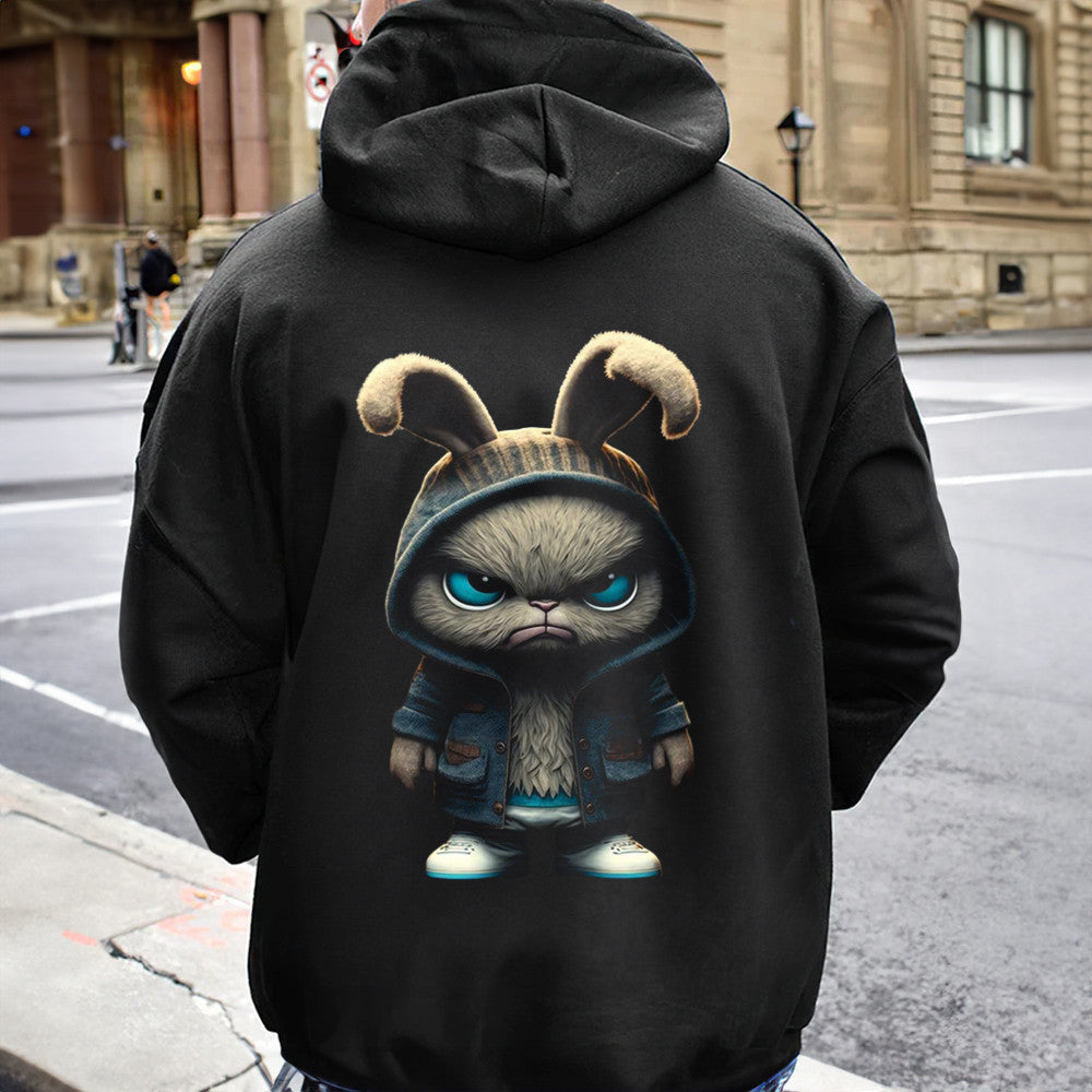 Grumpy Rabbit Hoodie Cute Graphic Hoodie Christmas Gifts 2024 Ideas