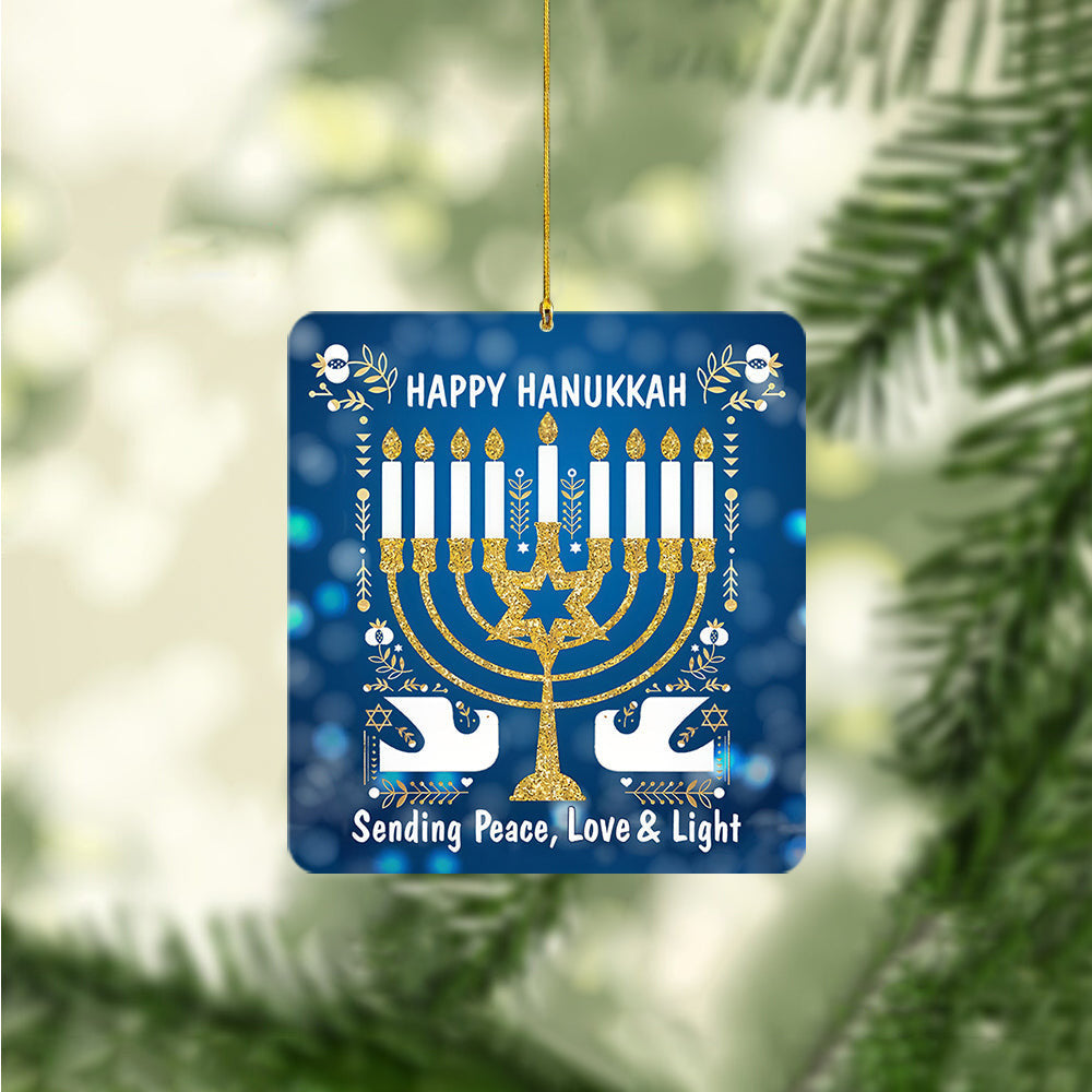 Happy Hanukkah Ornament Jewish Christmas Tree Ornaments Sending Peace Love And Light