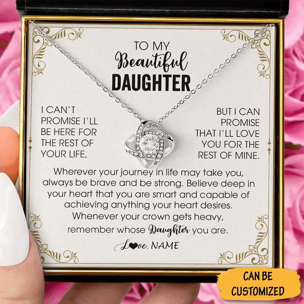 Personalized To My Beautiful Daughter Necklace Silver Love Knot Necklace Christmas Gift For Grown Daughter