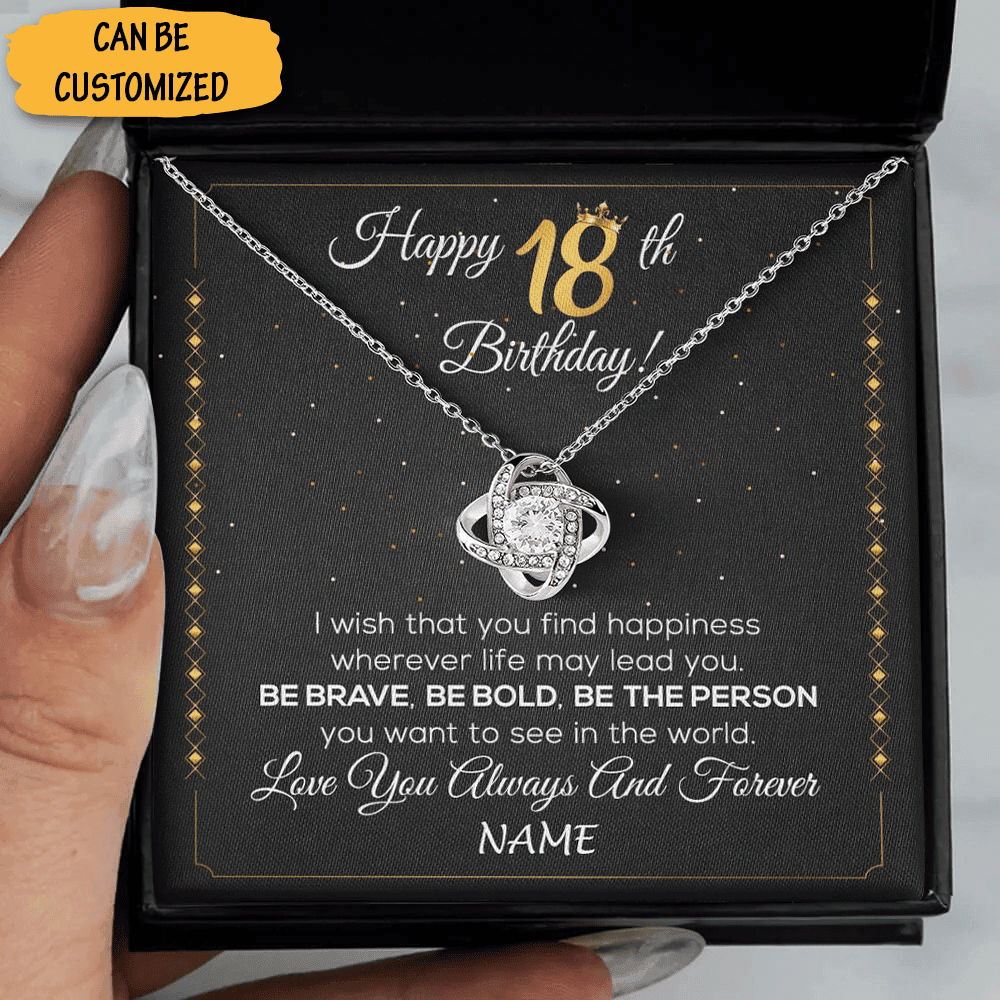 Custom Happy 18th Birthday Knot Necklace Message For Giving A Necklace 18th Birthday Ideas For Daughter