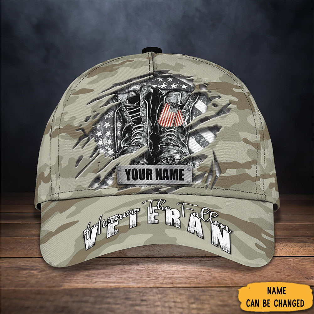 Personalized Honor The Fallen Veteran Camo Hat Veterans Day Memorial Gifts