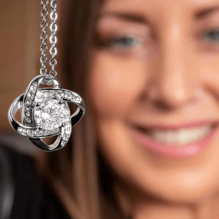Custom To My Lolly Silver Love Knot Necklace With Meaningful Message For Giving A Necklace Gift Box