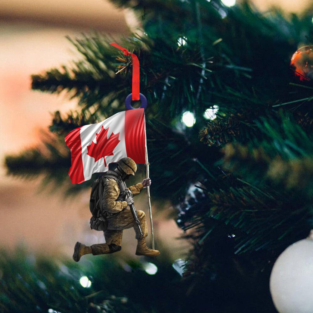 Soldier With Canada Flag Ornament Honoring Canadian Veterans Christmas Tree Decorations 2024
