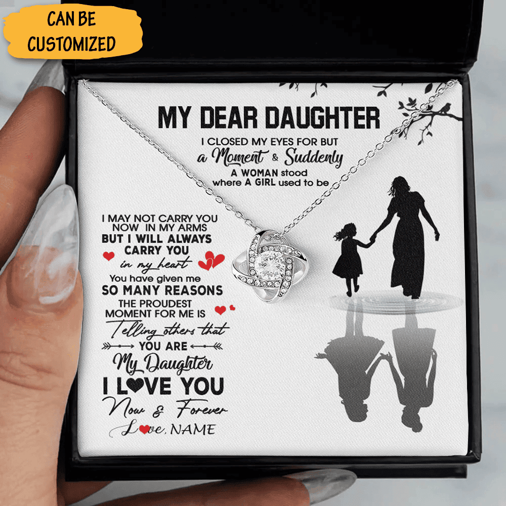 Personalized To My Daughter Necklace From Mom Silver Love Knot Necklace Christmas Birthday Ideas For Daughter
