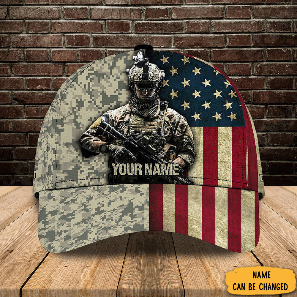 Personalized Us Soldier Veteran Hat Camo American Flag Veterans Day Gifts For Dad