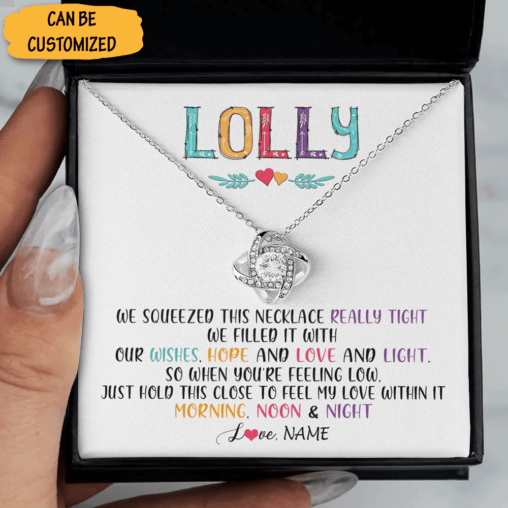 Custom To My Lolly Necklace Love Knot Necklace With Messages Card Mother's Day Gifts For Lolly