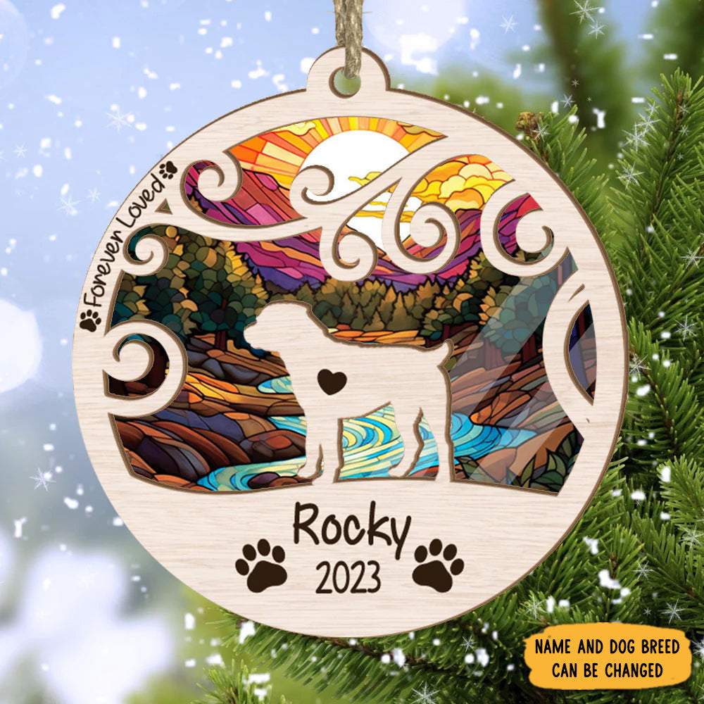 Custom Rottweiler Forever Loved Suncatcher Ornament Personalized Pet Ornaments In Memory