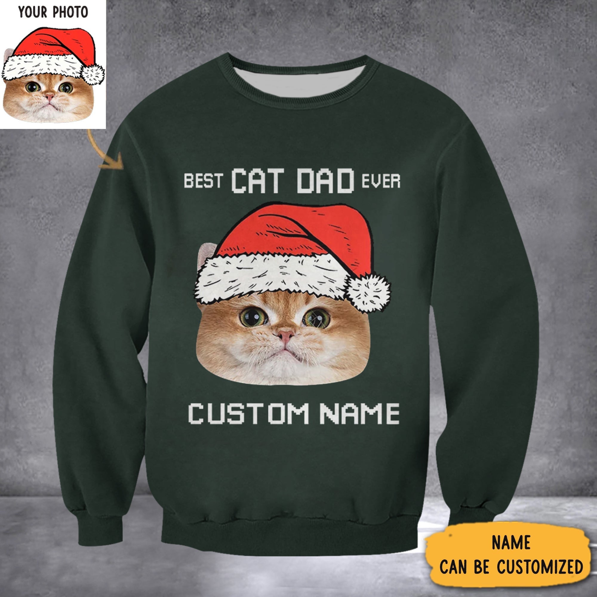 Custom Photo Best Cat Dad Ever Sweatshirt Cat Lovers Cute Christmas Sweatshirt Gifts For Men