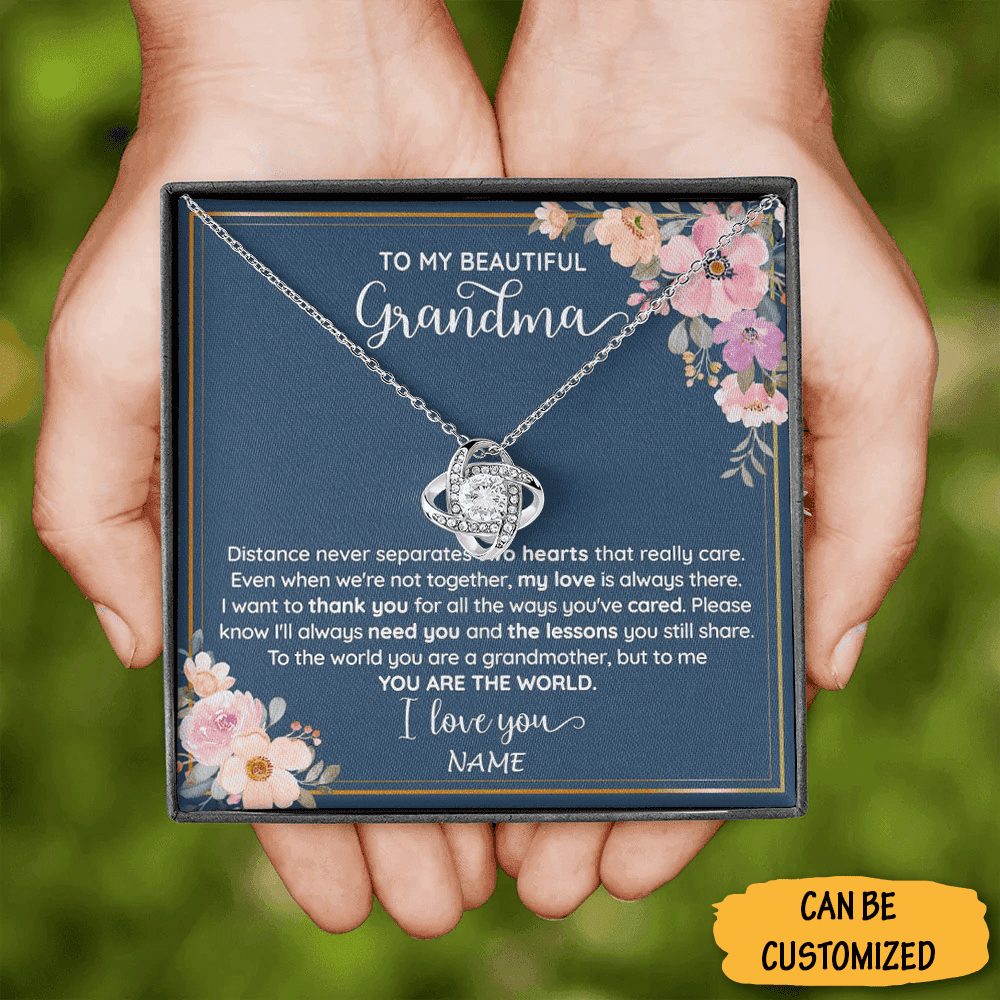 Personalized To My Beautiful Grandma Necklace Love Knot Necklace Jewelry Box Thoughtful Gifts For Grandma