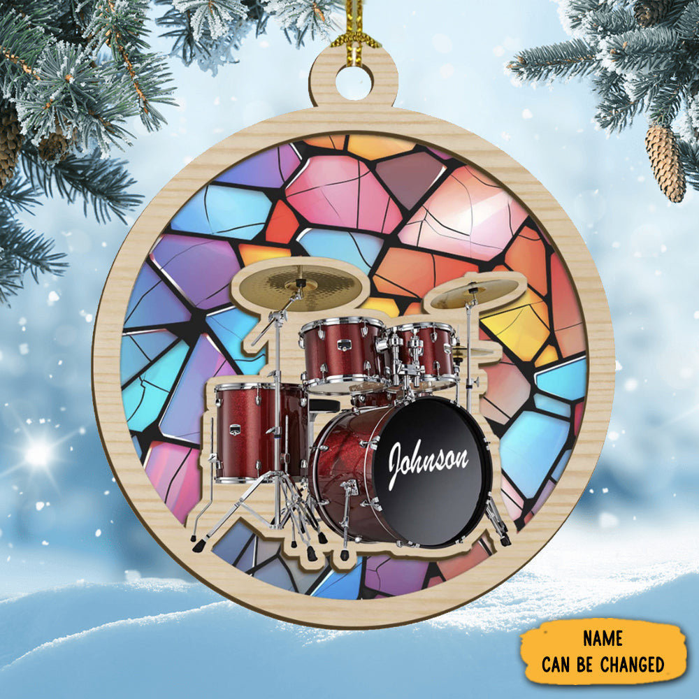 Personalized Drum Set Suncatcher Ornament Drum Players Christmas Tree Ornaments Decorations