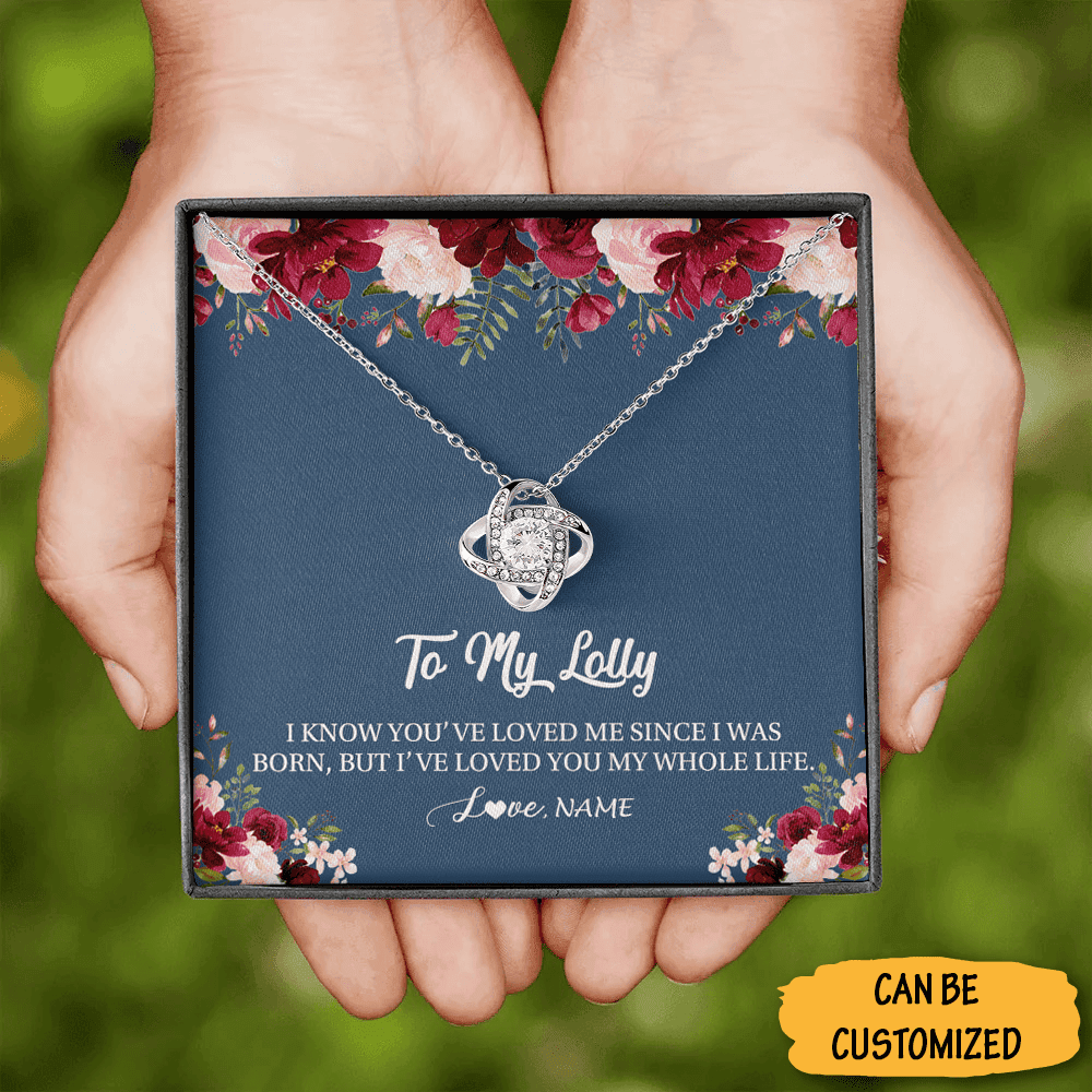 Personalized Lolly Necklace From Grandkids Granddaughter Grandson Sterling Silver Love Knot Pendant Necklace