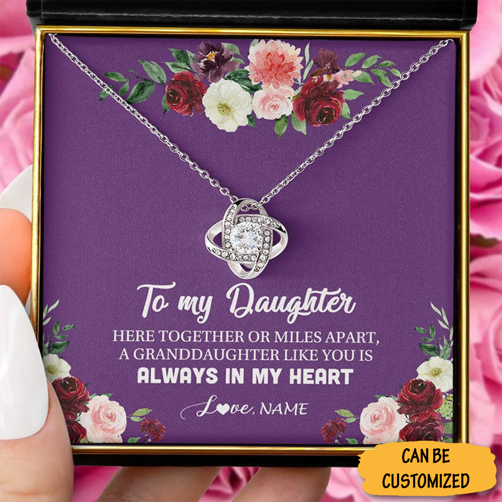 Personalized To My Daughter Necklace Sterling Silver Love Knot Necklace 18Th Birthday Gifts For Daughter