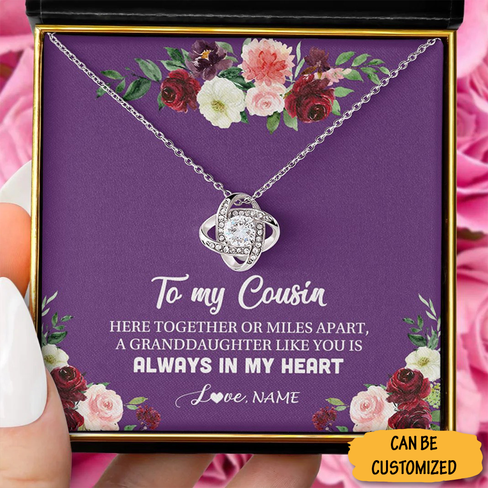 Personalized To My Cousin Necklace Sterling Silver Love Knot Necklace Christmas Gift Ideas For Cousins Sister