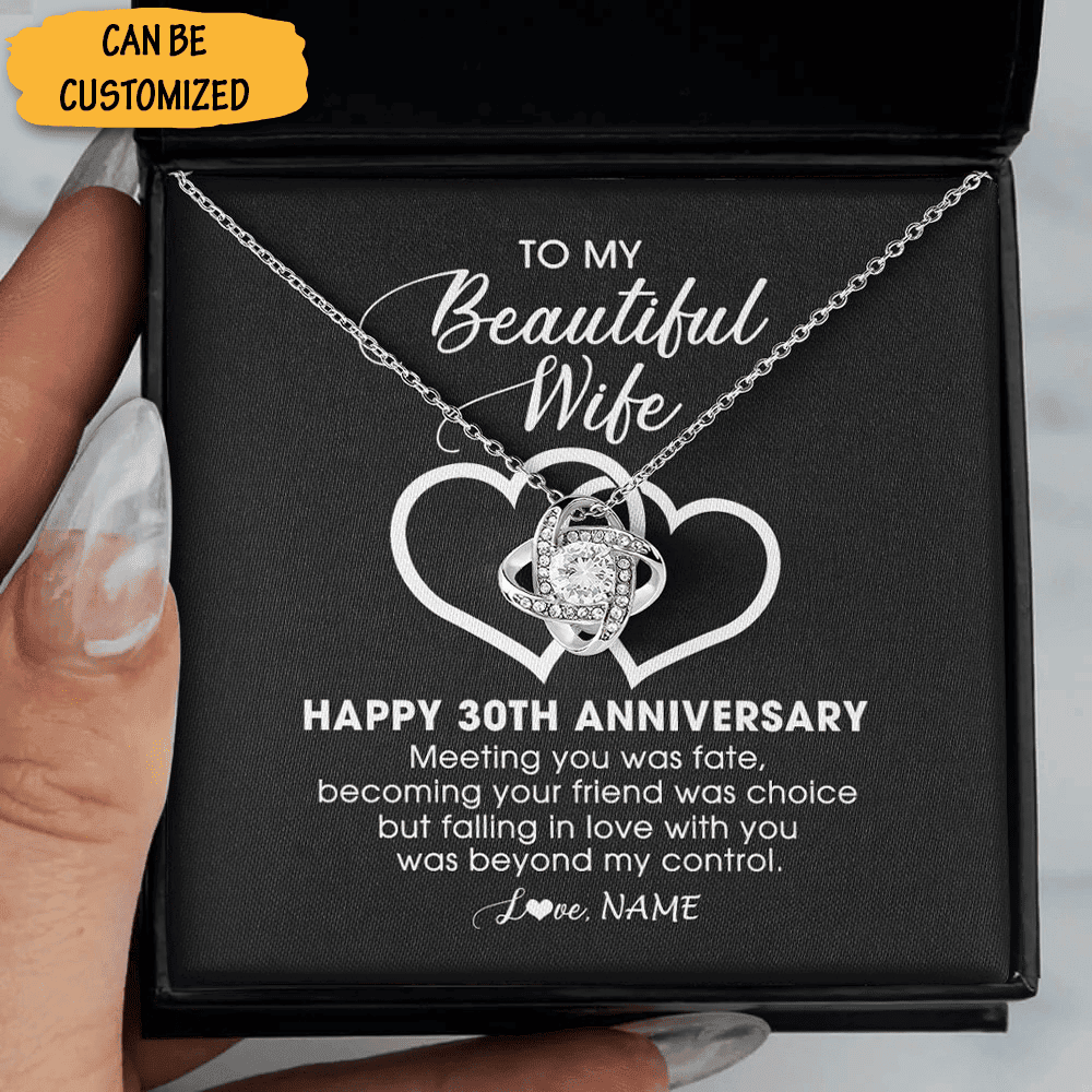 Custom To My Beautiful Wife Love Knot Necklace Happy 30Th Anniversary Necklace 30 Year Wedding Gift For Wife