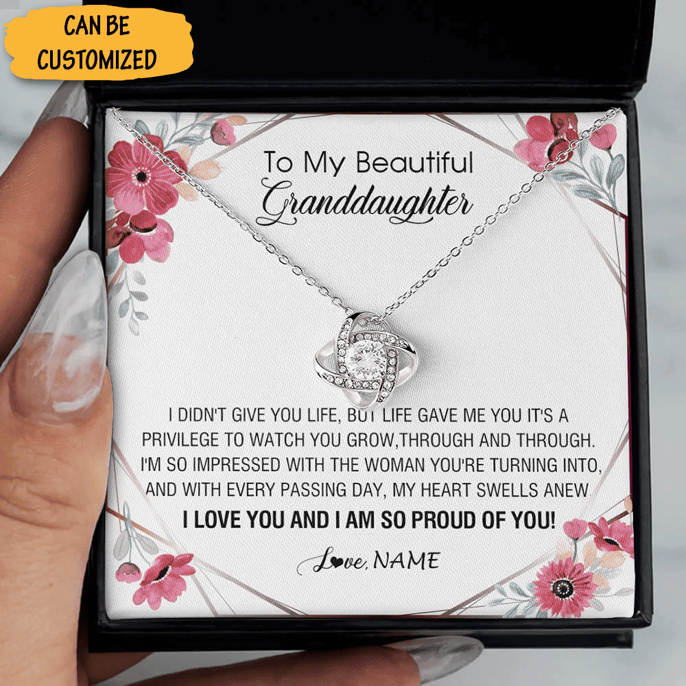 Personalized To My Beautiful Granddaughter Love Knot Necklace From Grammy Grandpa To Granddaughter Necklace