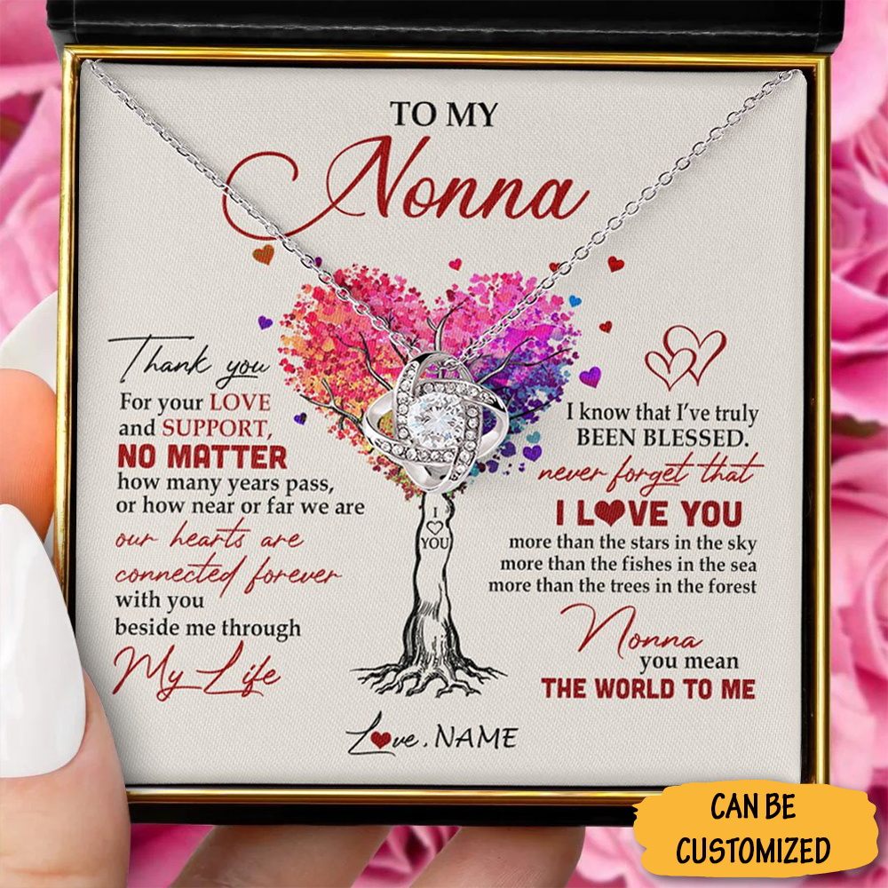 Personalized To My Nonna Necklace Love Knot Silver Necklace With Message Grandma Nonna Birthday Gifts