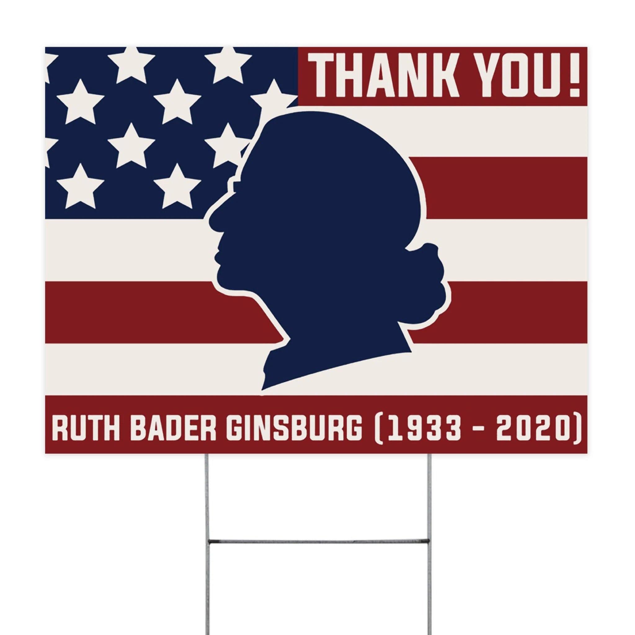 Thank You Ruth Bader Ginsburg 1933-2024 Yard Sign Rip Notorious RBG Unique Yard Ornaments