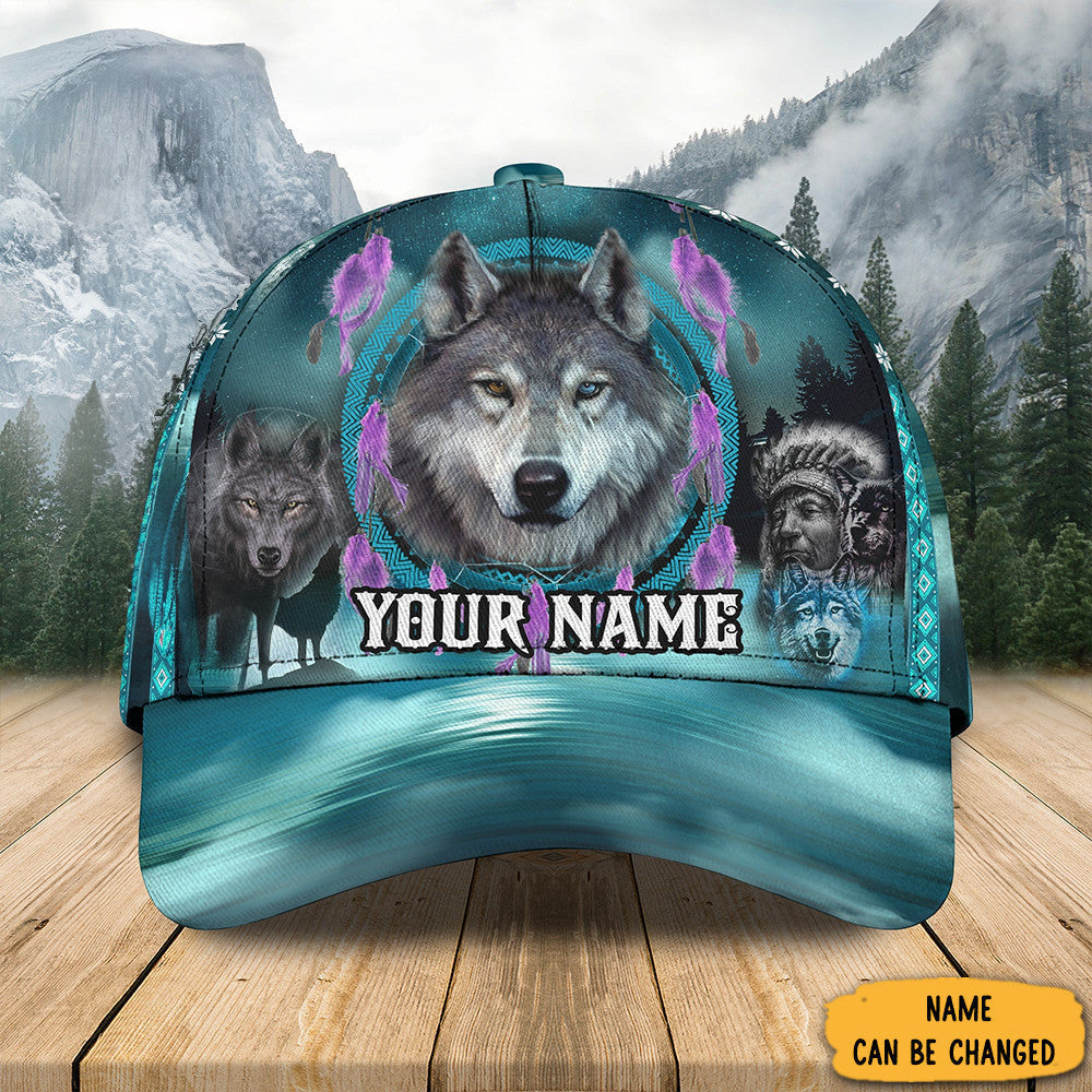 Personalized Wolf Native American Hat Merchandise Themed Native American Wolf Gifts