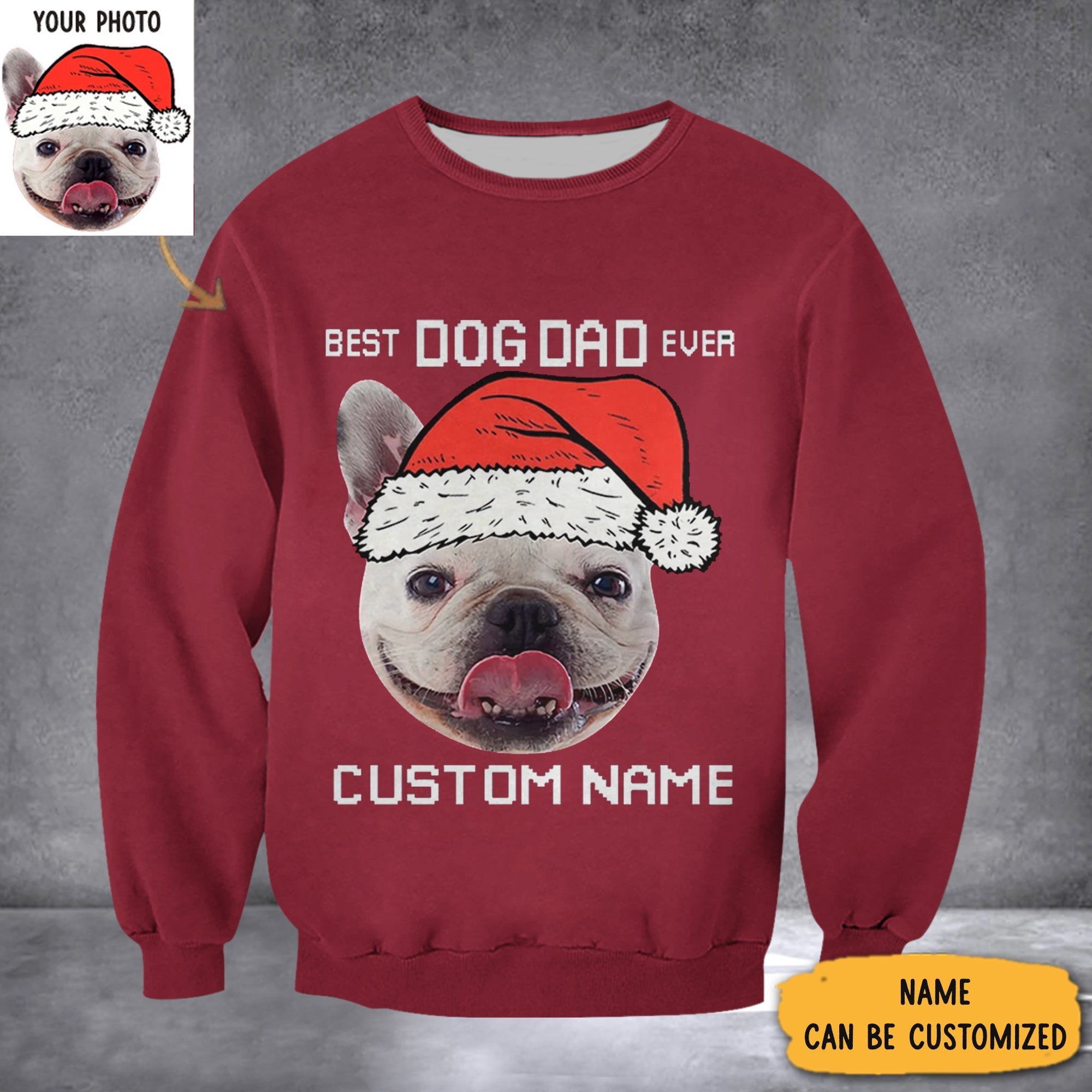 Custom Photo French Bulldog Best Dog Dad Ever Sweatshirt Cute Xmas Clothing Dog Lovers Gifts