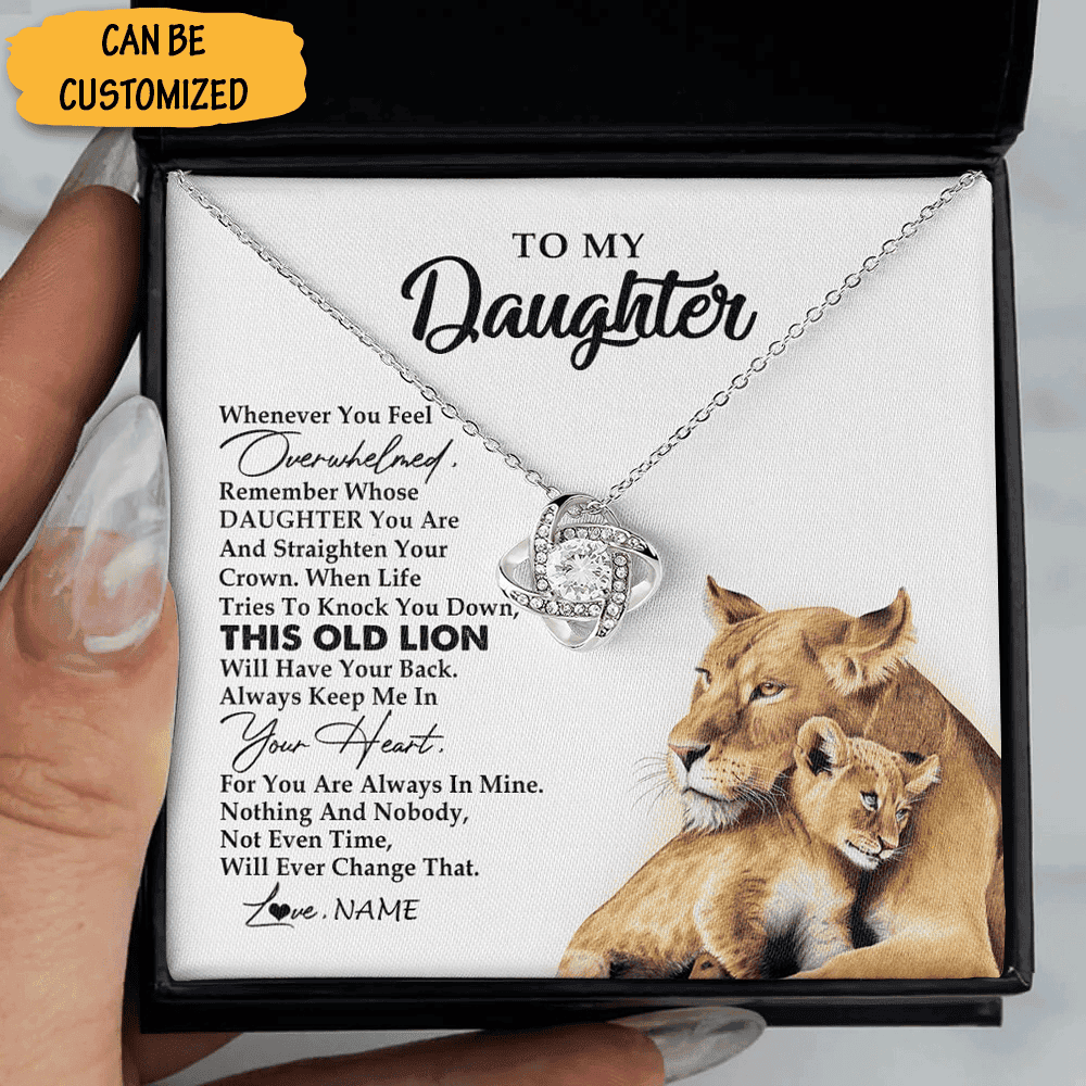 Personalized To My Daughter Necklace From Dad Lion Silver Love Knot Pendant Necklace Box Sentimental Gifts