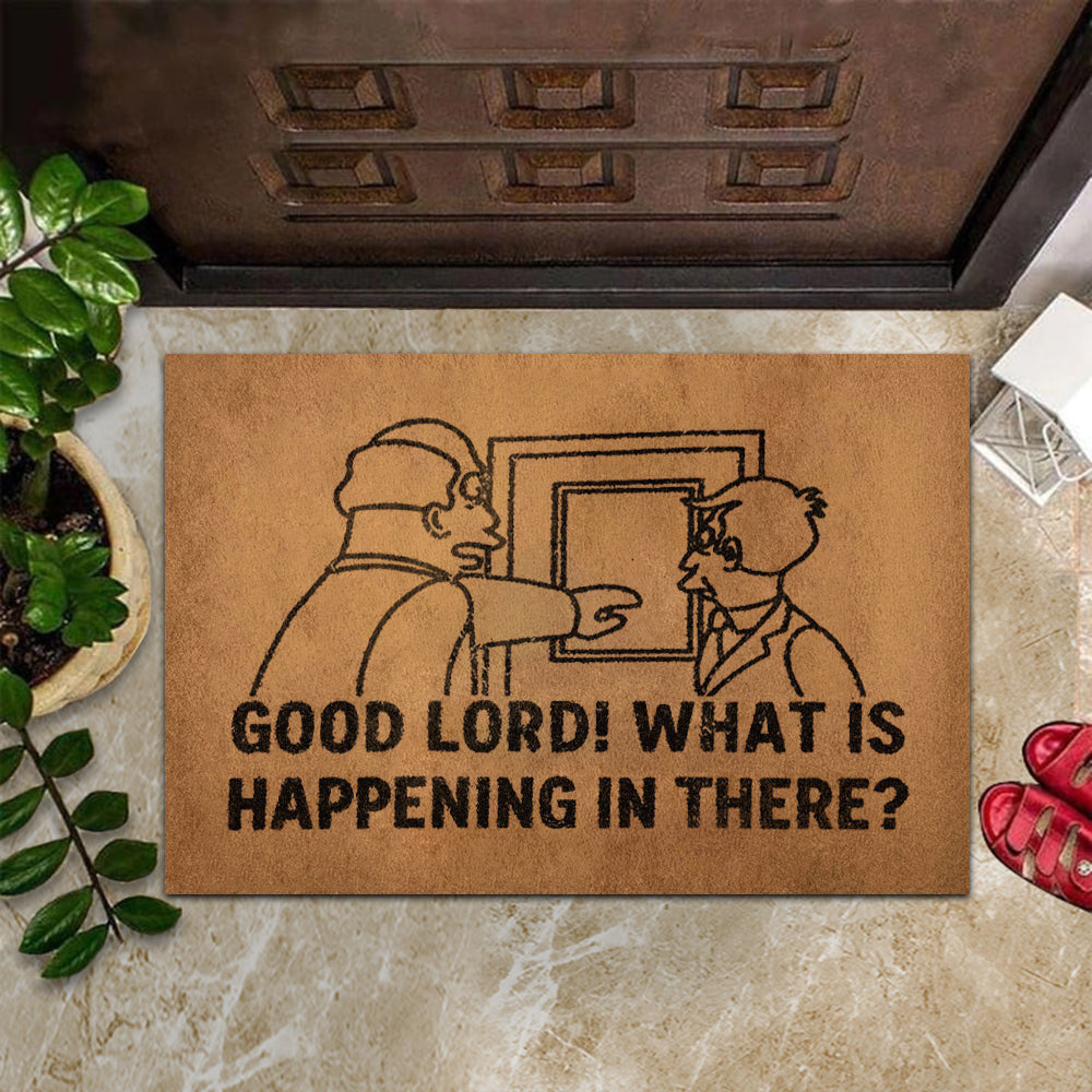 Good Lord What Is Happening In There Doormat Good Lord Doormat Funny Front Door Mats