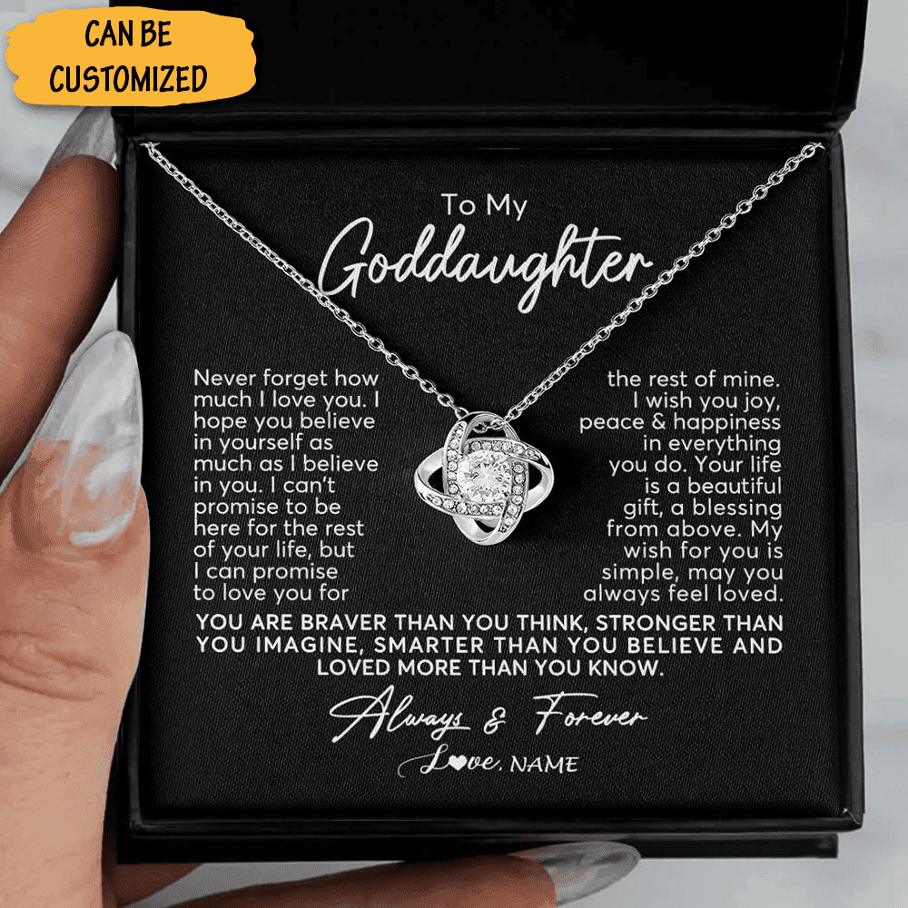 Custom To My Goddaughter Necklace Silver Love Knot Necklace Goddaughter Teenage Goddaughter Gifts
