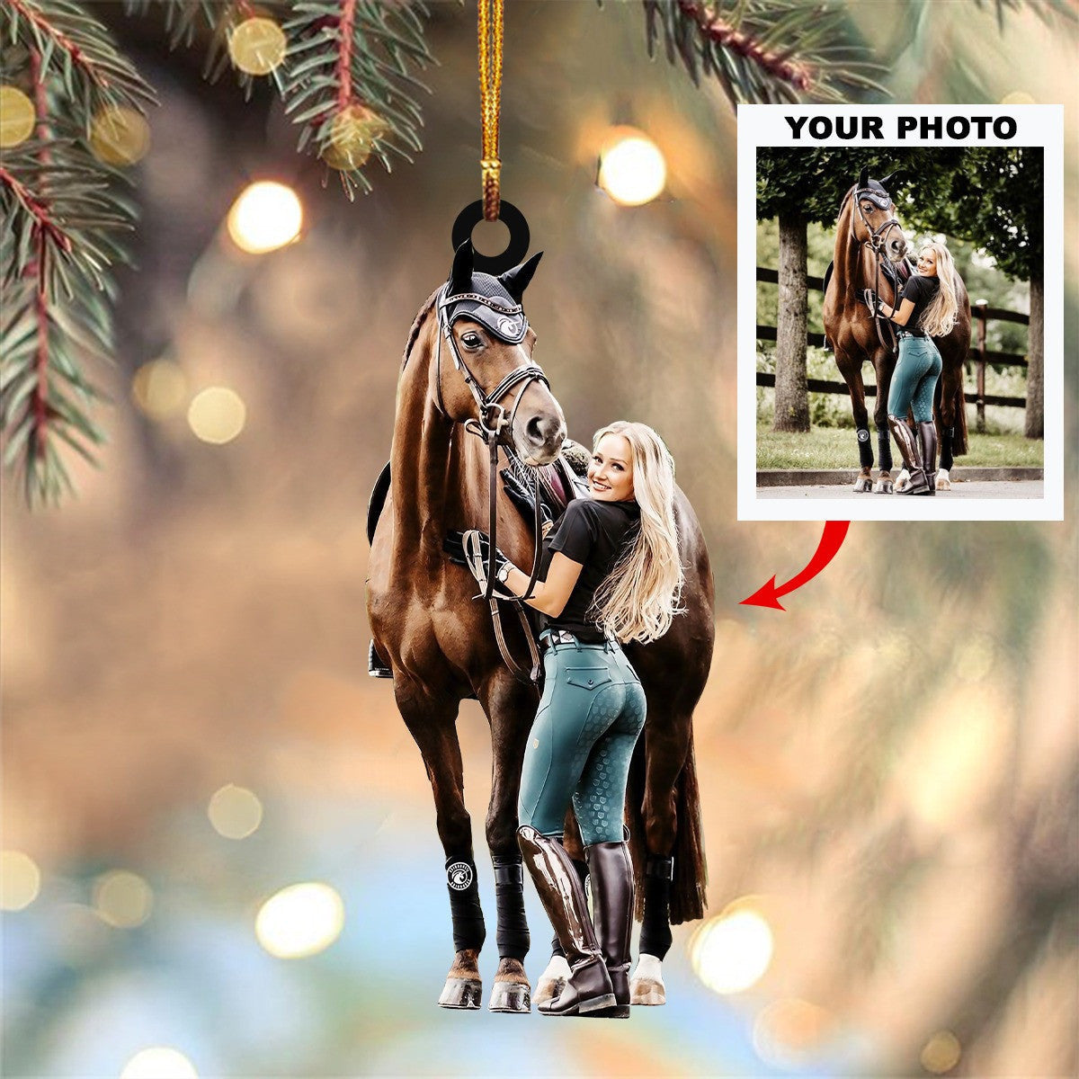 Personalized Photo Horse Christmas Ornament Custom Horse Christmas Ornament Decorations